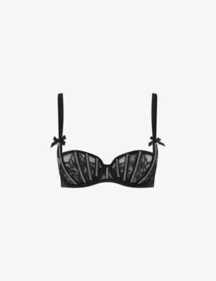 Caitriona crystal-embellished lace and tulle balconette bra by AGENT PROVOCATEUR