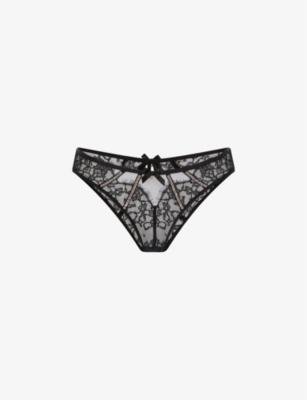 Caitriona crystal-embellished lace and tulle briefs by AGENT PROVOCATEUR