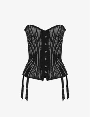 Caitriona crystal-embellished lace and tulle corset by AGENT PROVOCATEUR