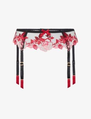 Callypso Floral-Embroidered Mesh Suspender Belt by AGENT PROVOCATEUR