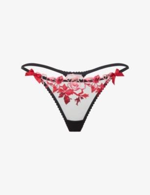 Callypso Floral-Embroidered Mesh Thong by AGENT PROVOCATEUR