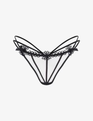 Coletta Embroidered Tulle Thong by AGENT PROVOCATEUR