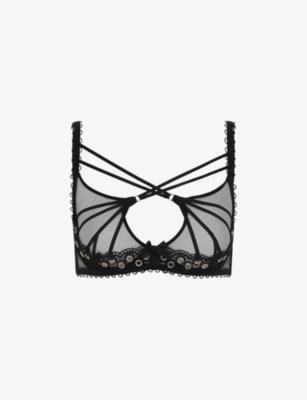Doretta eyelet-embellished plunge mesh underwired bra by AGENT PROVOCATEUR