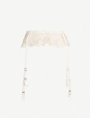 Lindie floral mesh suspender belt by AGENT PROVOCATEUR
