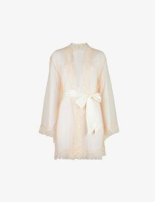 Lindie floral trim mesh dressing gown by AGENT PROVOCATEUR