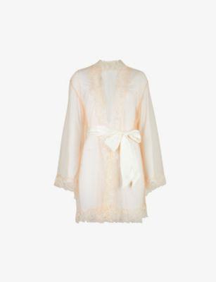 Lindie floral trim mesh dressing gown by AGENT PROVOCATEUR