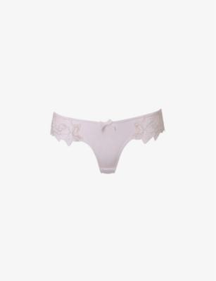 Lindie mid-rise embroidered floral mesh briefs by AGENT PROVOCATEUR