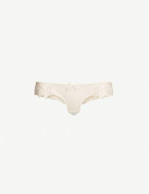 Lindie mid-rise embroidered floral mesh briefs by AGENT PROVOCATEUR