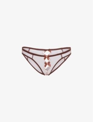 Lorna open-gusset lace and mesh briefs by AGENT PROVOCATEUR