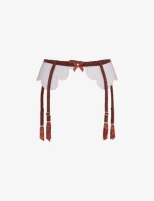 Lorna panelled lace and mesh suspender belt by AGENT PROVOCATEUR