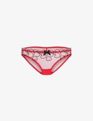Maysie heart-embroidered full mesh briefs by AGENT PROVOCATEUR