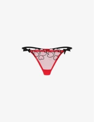 Maysie heart-embroidered mesh thong by AGENT PROVOCATEUR
