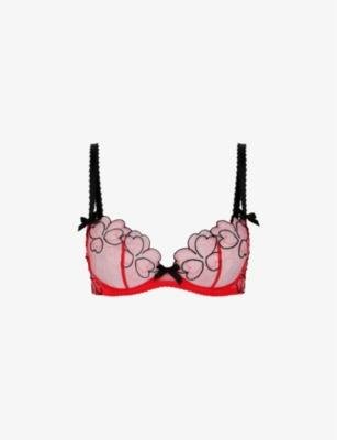 Maysie heart-embroidered plunge mesh underwired bra by AGENT PROVOCATEUR
