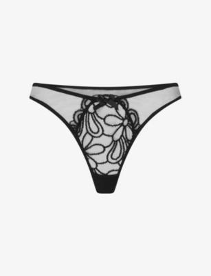 Nelle Embroidered Mesh Thong by AGENT PROVOCATEUR
