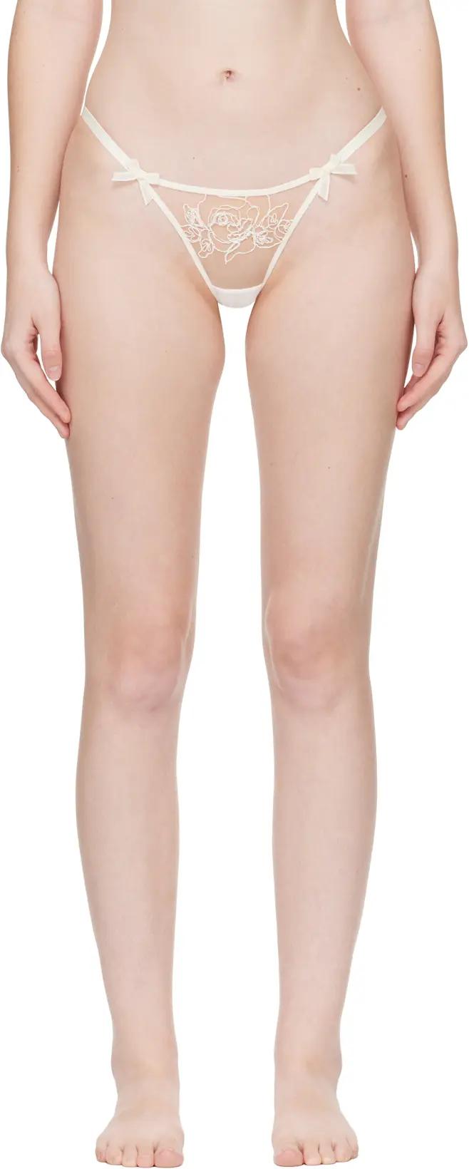 Off-White & Beige Lindie Thong by AGENT PROVOCATEUR