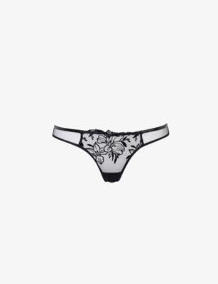 Ozella floral-embroidered low-rise tulle briefs by AGENT PROVOCATEUR