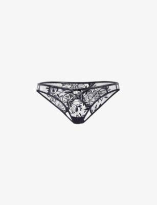 Ozella floral-embroidered mid-rise tulle briefs by AGENT PROVOCATEUR