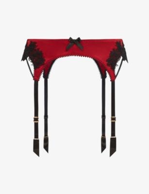 Penelopi Embroidered Silk Suspenders by AGENT PROVOCATEUR