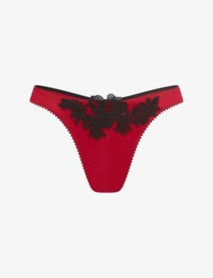 Penelopi Embroidered Silk Thong by AGENT PROVOCATEUR