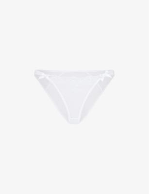 Rosia bow-embroidered mid-rise woven briefs by AGENT PROVOCATEUR