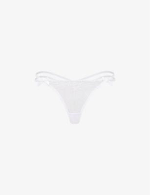 Rosia bow-embroidered mid-rise woven thong by AGENT PROVOCATEUR
