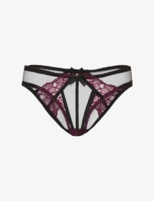 Rozlyn Ouvert Mesh and Lace Briefs by AGENT PROVOCATEUR