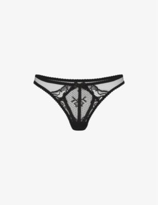 Rozlyn low-rise lace mesh thong by AGENT PROVOCATEUR
