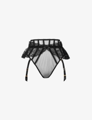 Rozlyn mesh and lace suspender thong by AGENT PROVOCATEUR