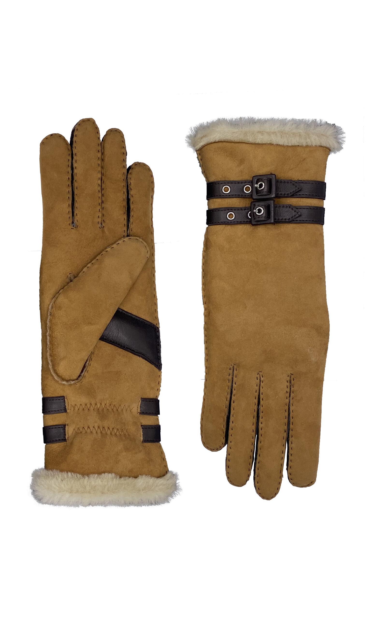 Agnelle Bombera Leather-Trimmed Shearling Gloves - Moda Operandi by AGNELLE