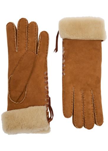Mia shearling-lined suede gloves by AGNELLE