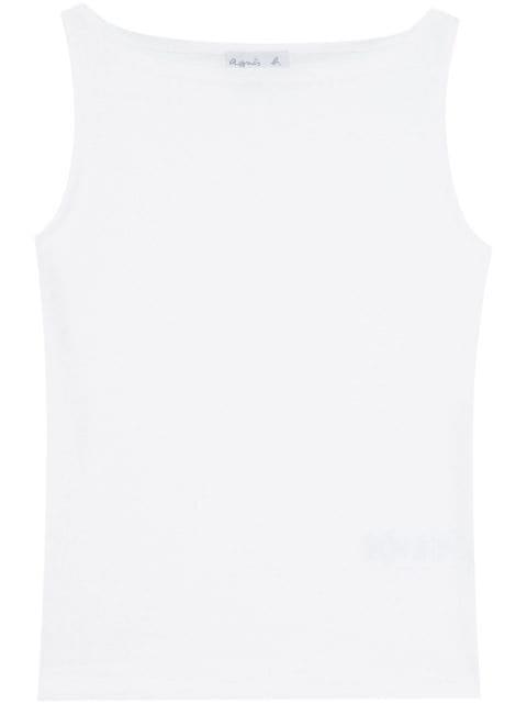 boat-neck cotton tank top by AGNES B.