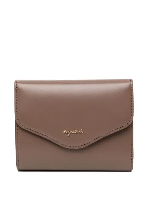 brown flap leather wallet by AGNES B.