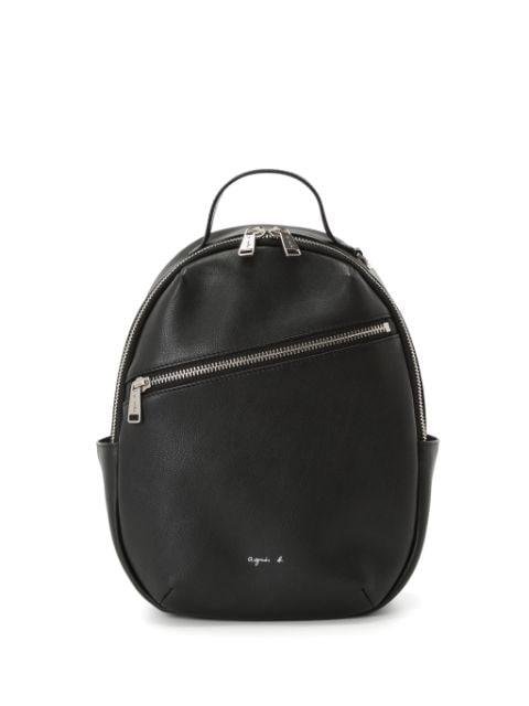 embossed-logo leather backpack by AGNES B.