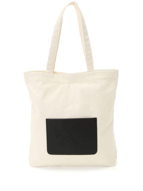logo-appliqué canvas tote bag by AGNES B.