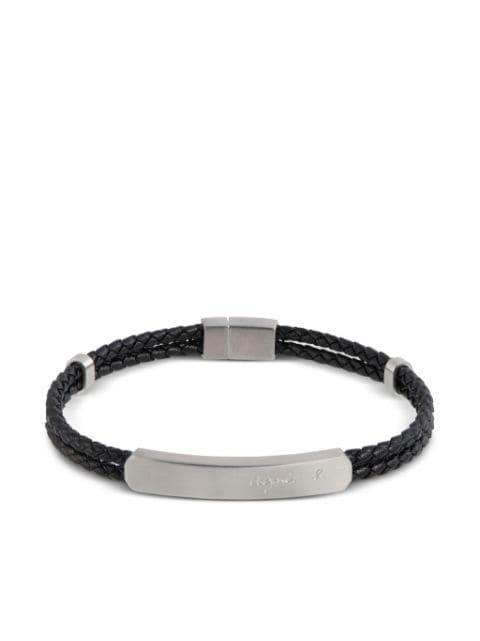logo-engraved leather bracelet by AGNES B.