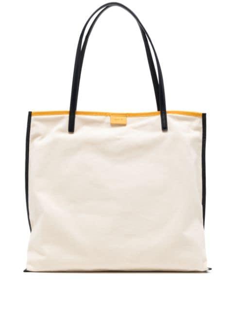 logo-lettering canvas tote bag by AGNES B.