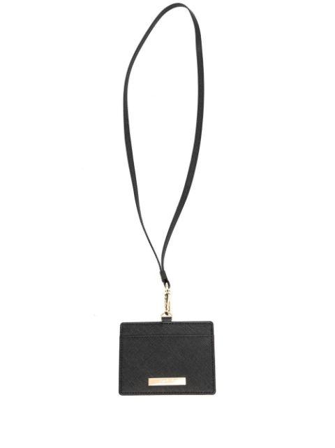 logo-plaque neck-strap leather cardholder by AGNES B.