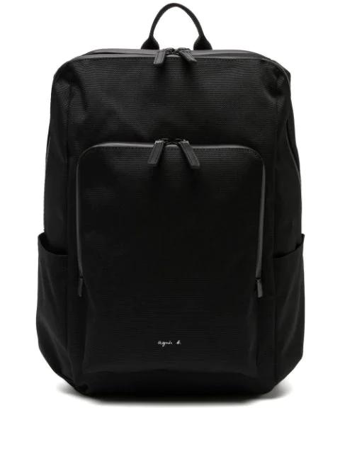logo-print zip-up backpack by AGNES B.