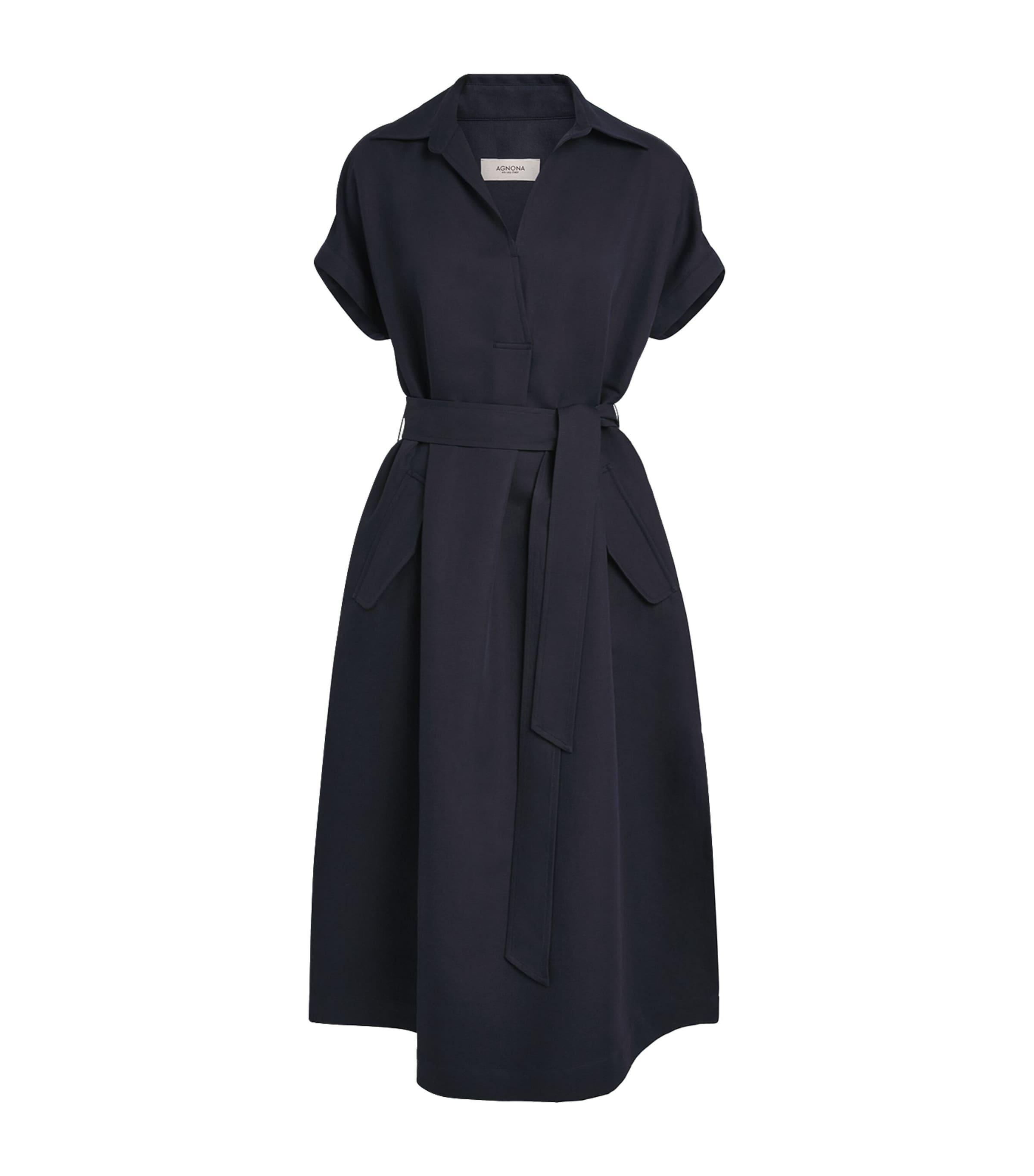 Agnona Cotton-Linen-Silk Shirt Midi Dress by AGNONA