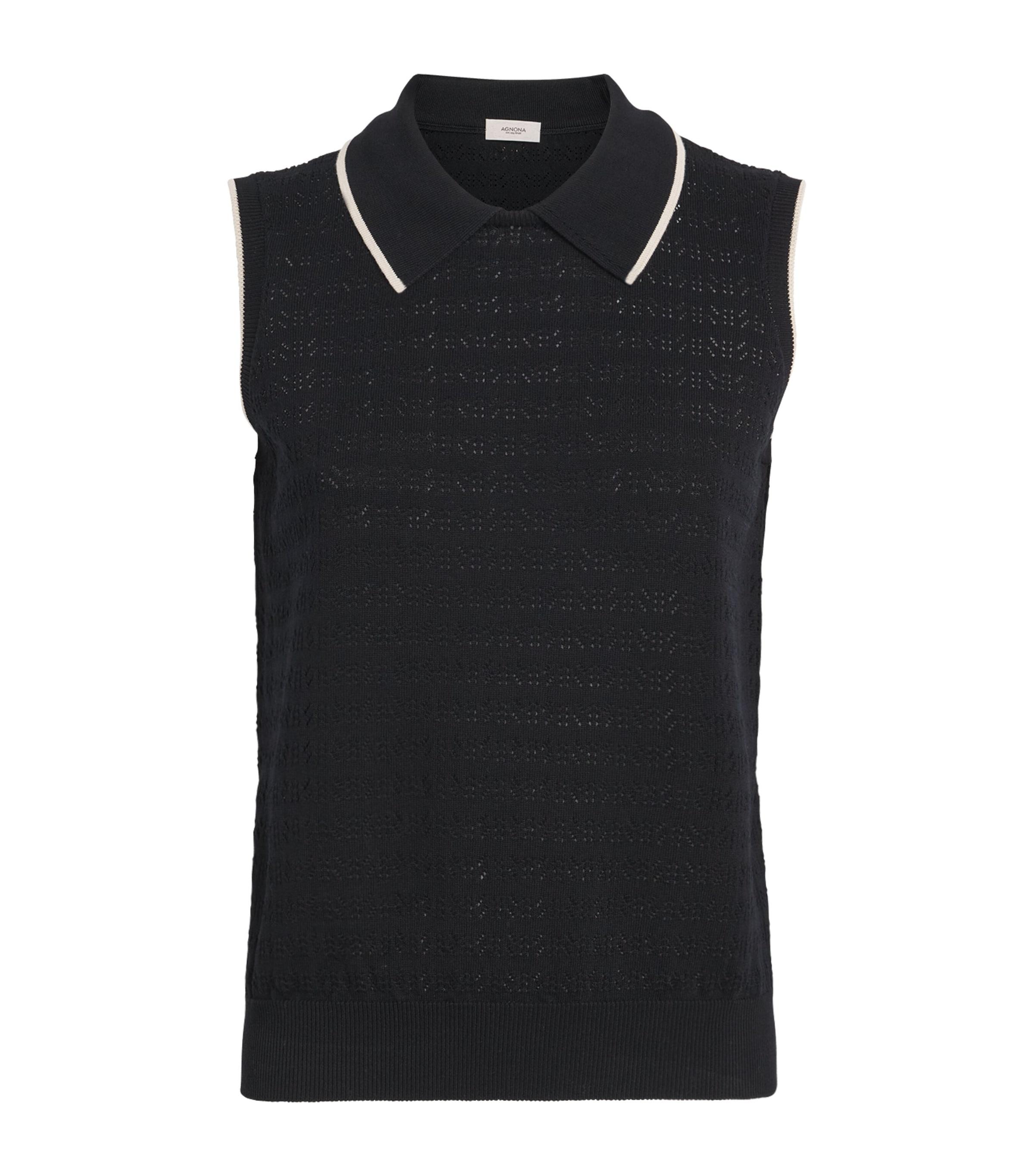 Agnona Cotton Polo Sweater Vest by AGNONA