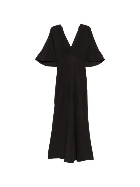 V-neck midi flared dress by AGNONA
