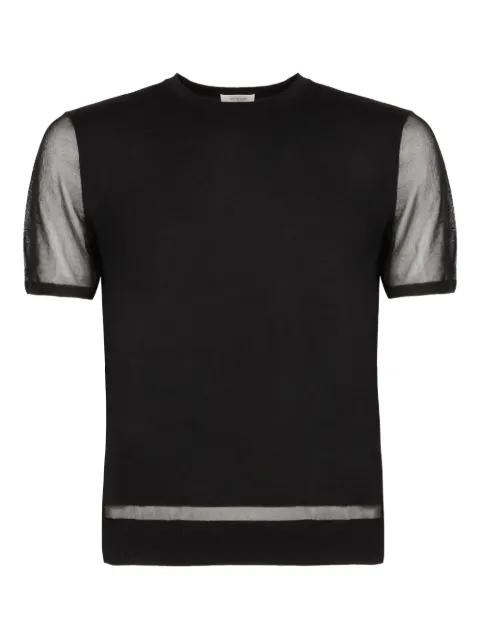 mesh-panel knitted t-shirt by AGNONA