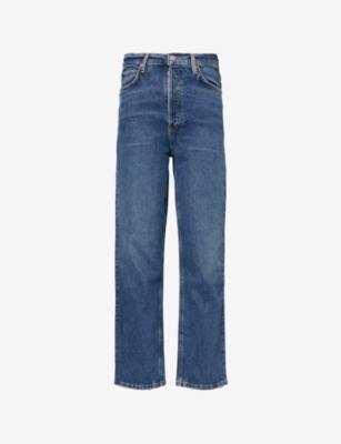 90's Pinch Waist Straight-Leg High-Rise Stretch-Denim Jeans by AGOLDE
