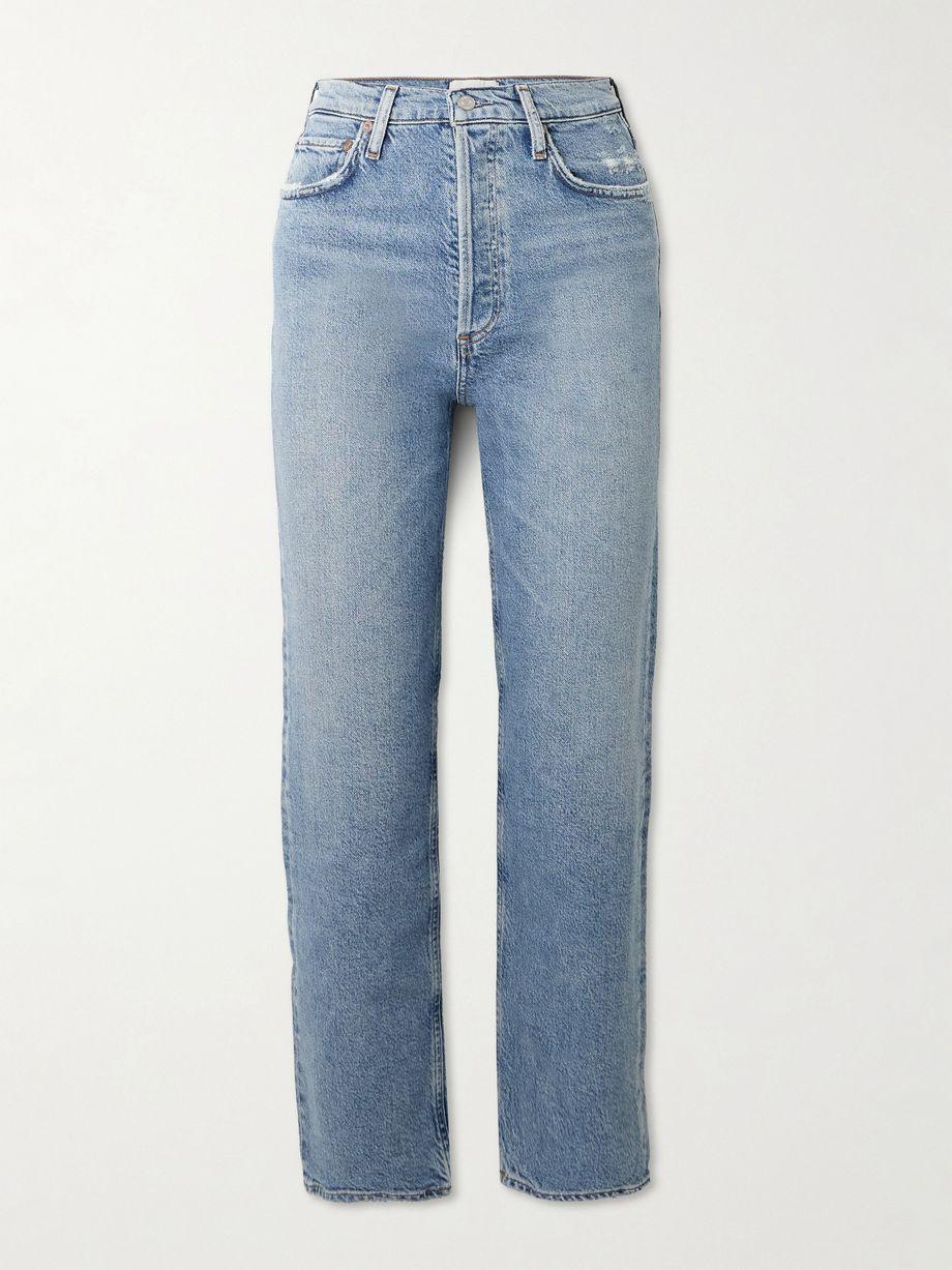 '90s Pinch Waist cropped distressed mid-rise straight-leg jeans by AGOLDE