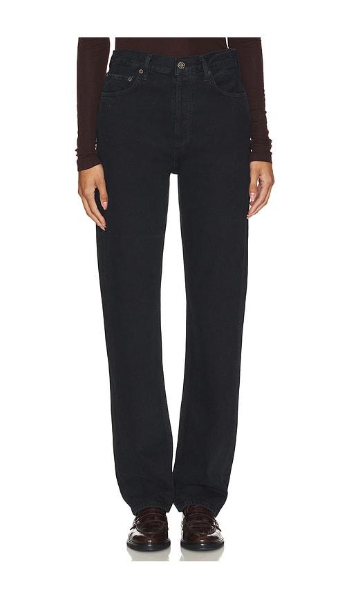 AGOLDE 90's Pinch Waist Long Jeans in Black by AGOLDE