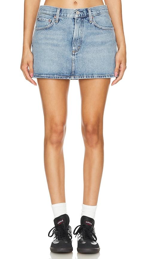 AGOLDE Alek Mini Skirt in Denim-Light by AGOLDE
