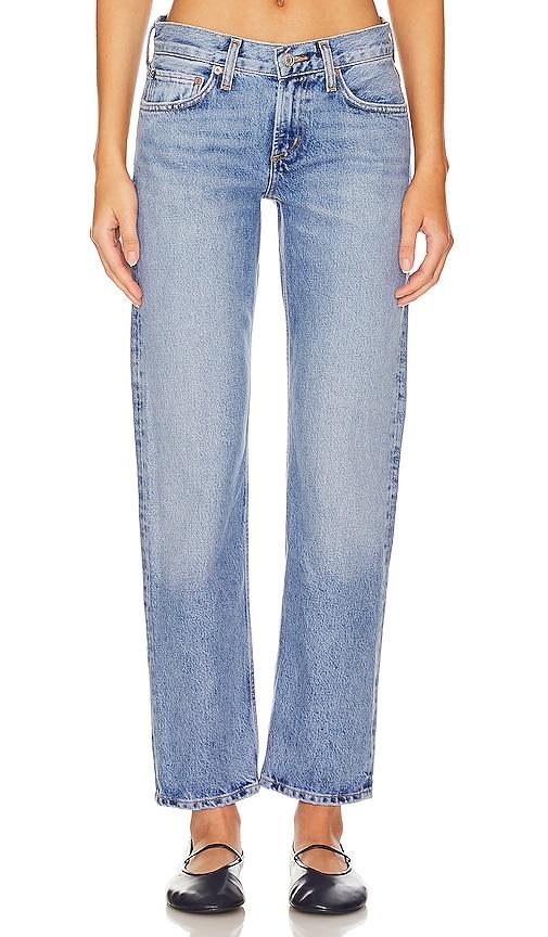 AGOLDE Amber Low Rise Straight Jeans in Denim-Light by AGOLDE
