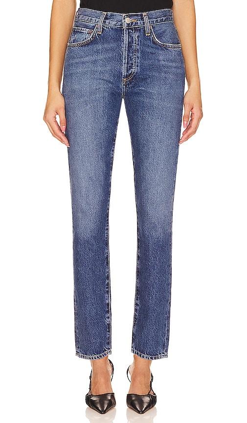 AGOLDE Austin Mid Rise Tapered Slim Jeans in Denim-Medium by AGOLDE