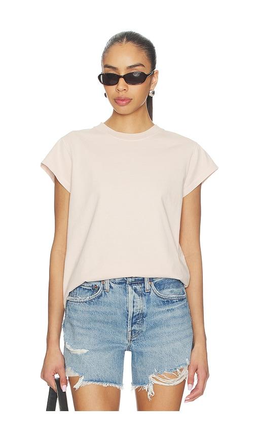 AGOLDE Bryce Cap Sleeve Tee Shirt in Nude by AGOLDE