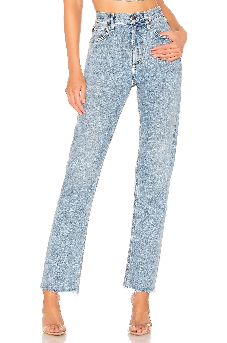 AGOLDE Cherie High Rise Straight Jeans in Blue by AGOLDE